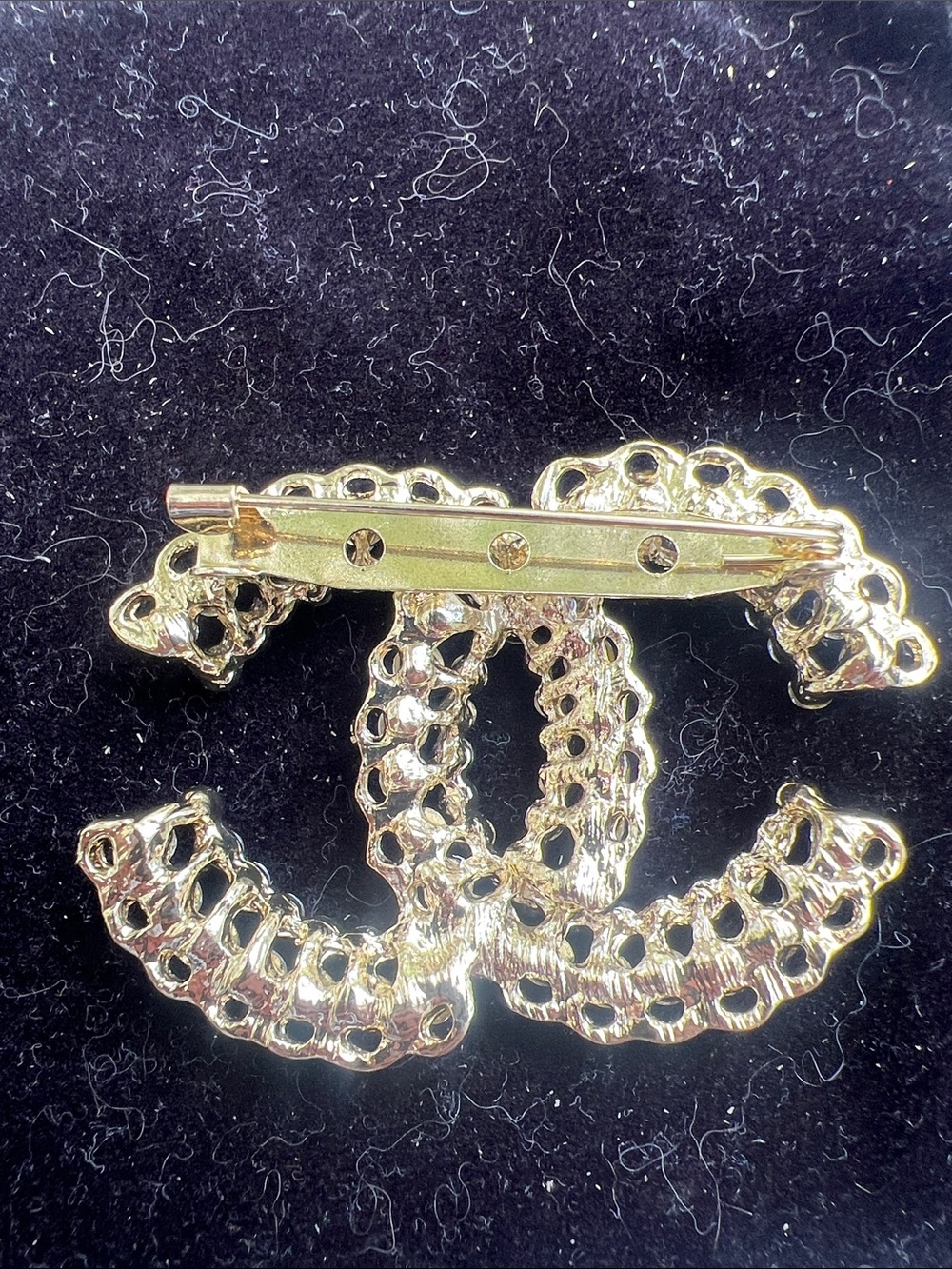 CHANEL Gold-Tone Double C Crystal Brooch - Picture 7 of 9